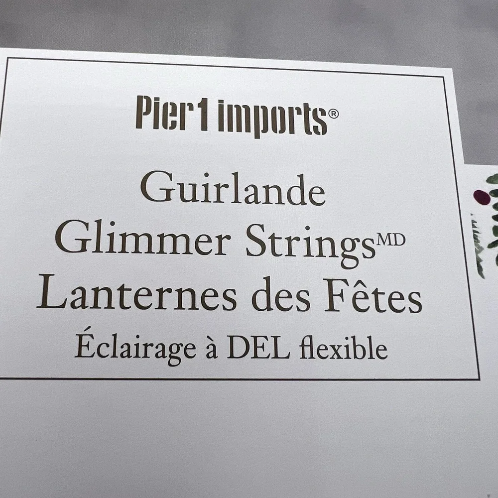 Pier 1 Imports Christmas 10' LED Holiday Lantern Glimmer String 15 Lights Timer